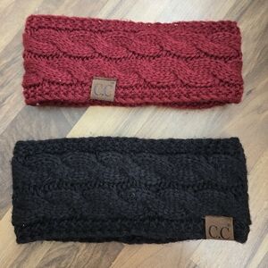 CC Cable Knit Headbands - Red and Black